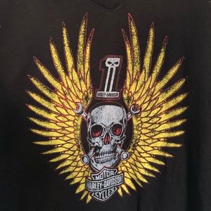 HARLEY DAVIDSON MENs T-SHIRT WINGED SKULL XLBLACK